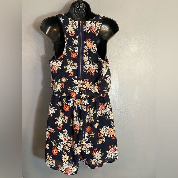 Xhilaration navy blue floral sleeveless romper - Picture 7 of 7